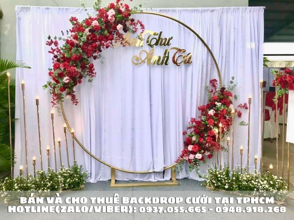 Trang trí phông chụp hình cưới hoa lụa tại Tân Phú