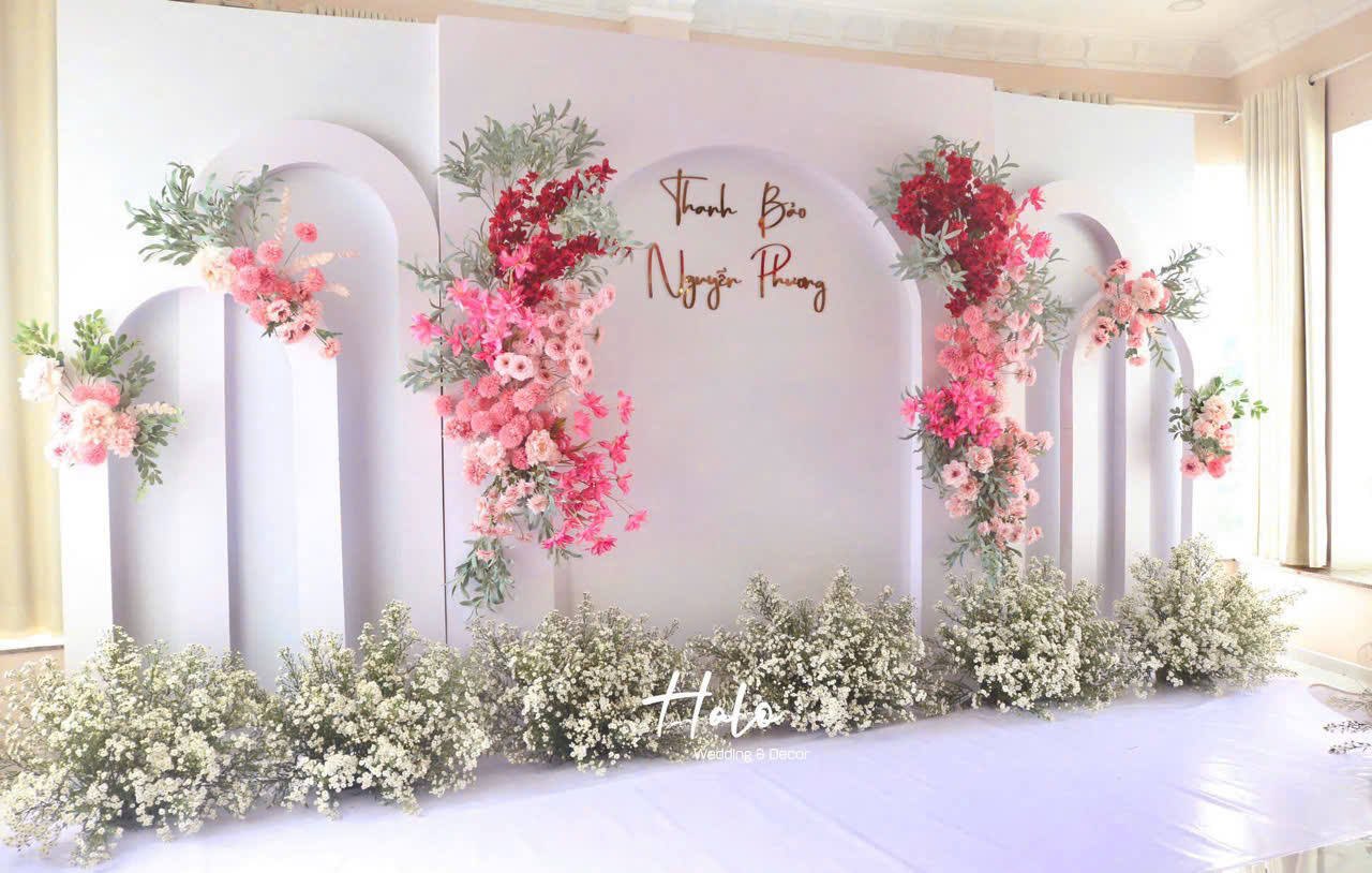 Backdrop chụp hình tone hồng lãng mạn