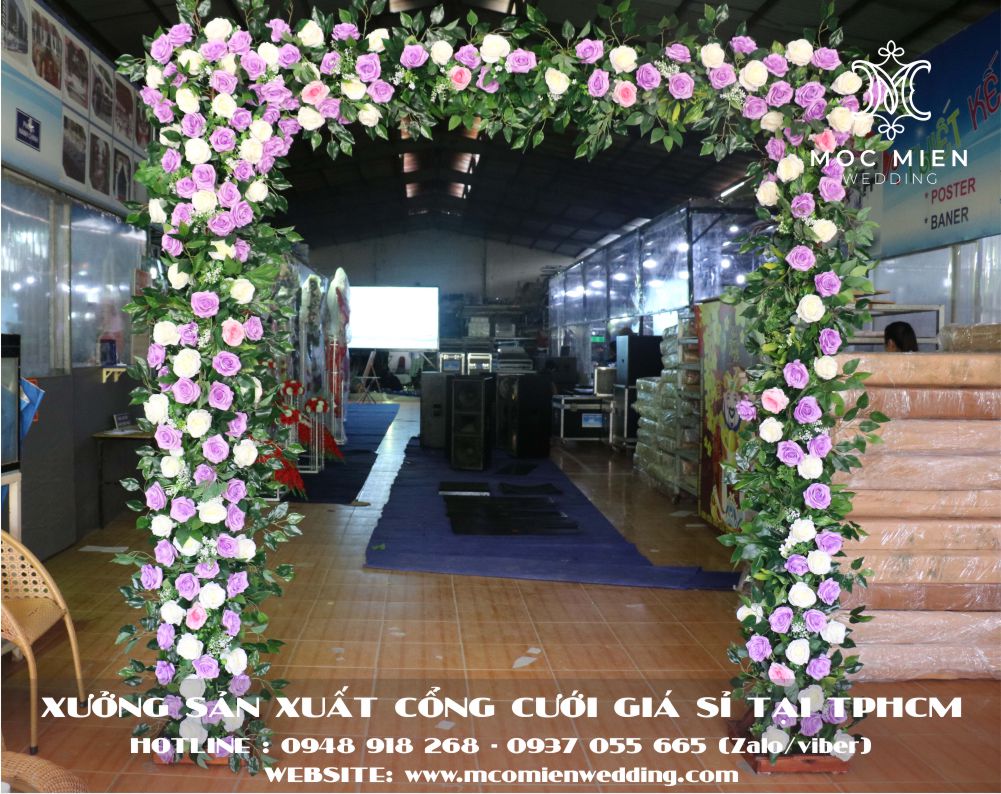 Xưởng sản xuất cổng cưới hoa lụa cao cấp tại TPHCM