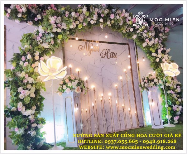 Cổng hoa cưới trang trí backdrop đẹp tại TPHCM