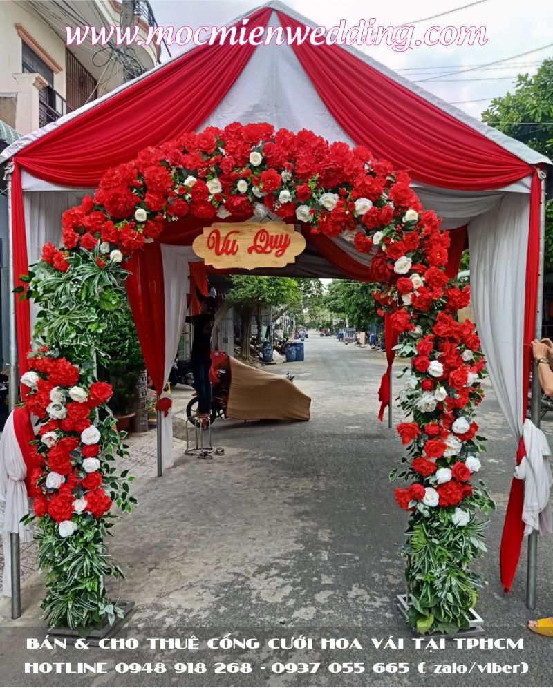Bán và cho thuê cổng cưới hoa vải giá rẻ tại TPHCM