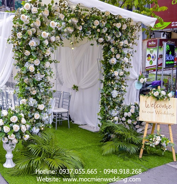 Cho thuê cổng cưới hoa lụa theo thiết kế