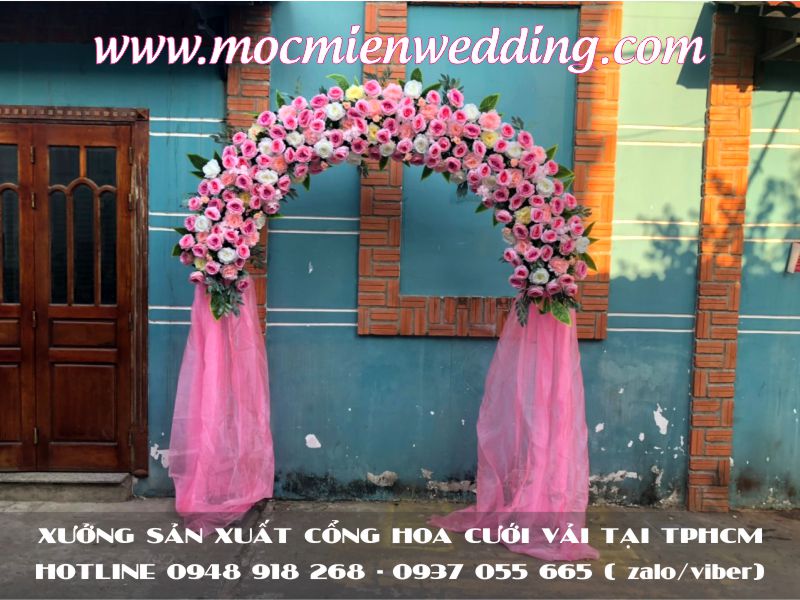 Xưởng sản xuất bán cổng cưới hoa lụa giá rẻ tại TPHCM giá chỉ từ 3,900,000 vnđ/cổng