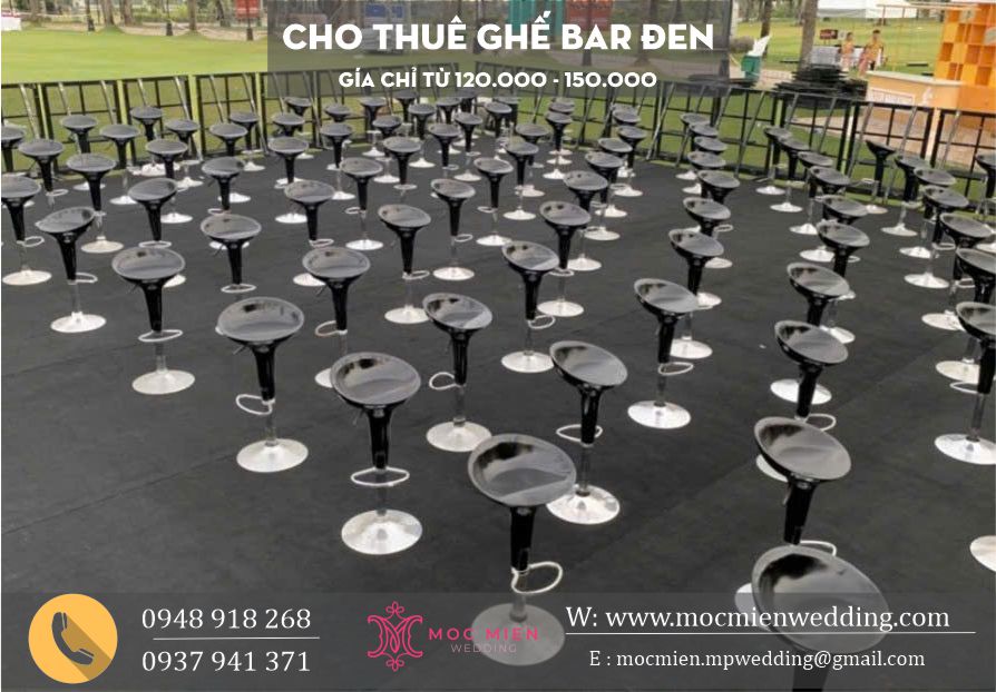 Cho thuê ghế bar đen, ghế quầy bar, ghế bar xoay giá chỉ từ 120,000 - 150,000 vnđ