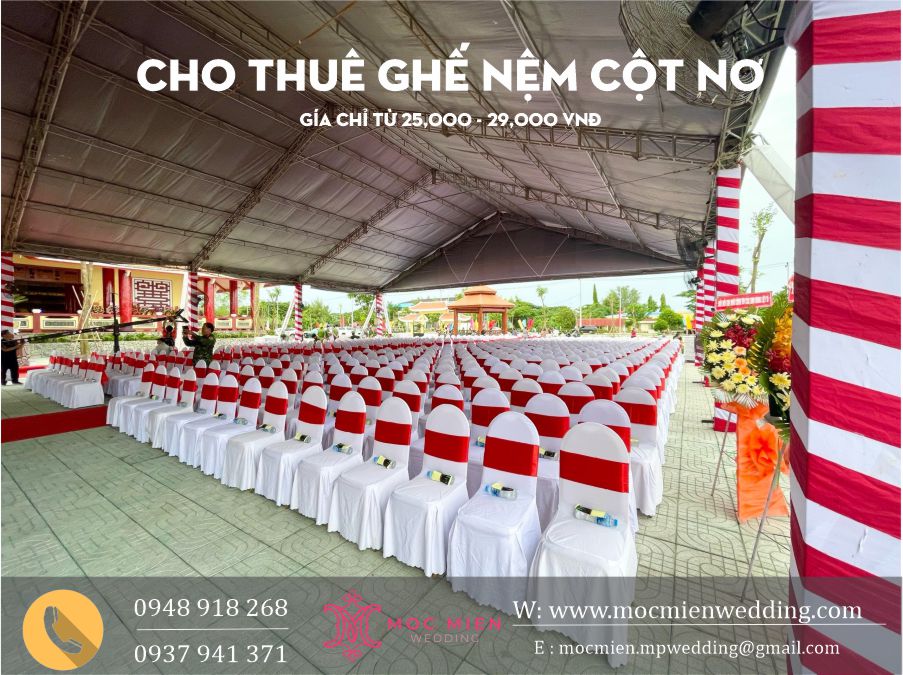 Cho thuê ghế nệm cột nơ số lượng lớn tại tphcm