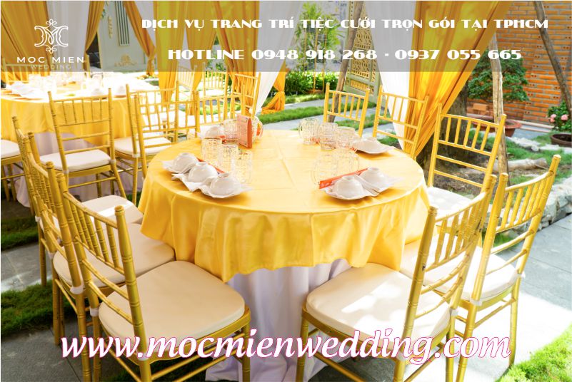 Cho thuê bộ bàn ghế tiffany tròn đẹp cho đám cưới tại nhà TPHCM
