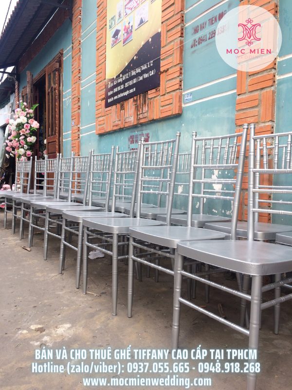 Cho thuê ghế tiffany màu bạc tại Tân Bình