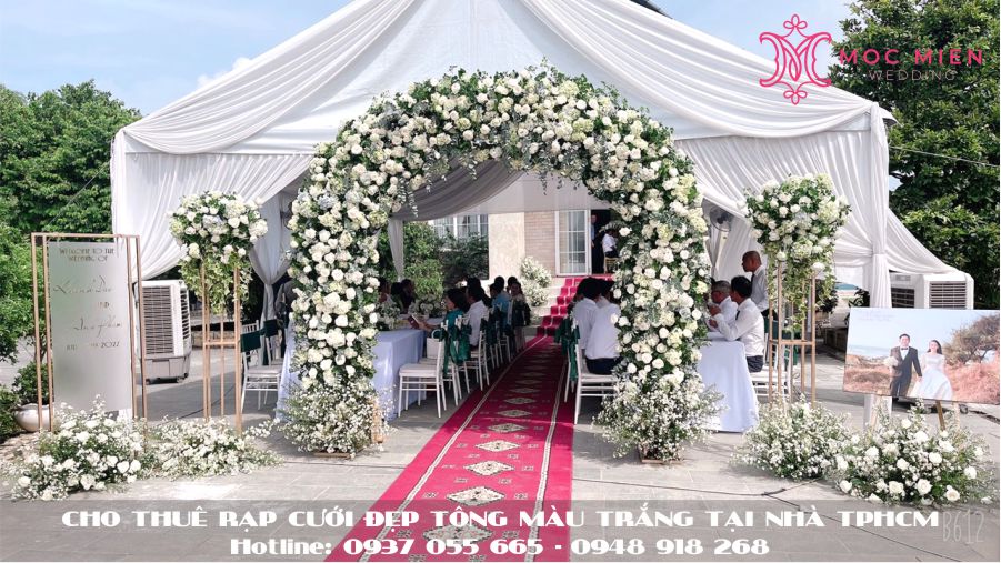 Cho thuê rạp cưới cao cấp tông màu trắng tại Bình Tân