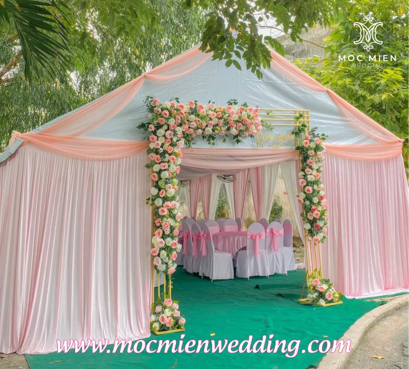 Cho thuê khung rạp cưới tông màu hồng tại TPHCM