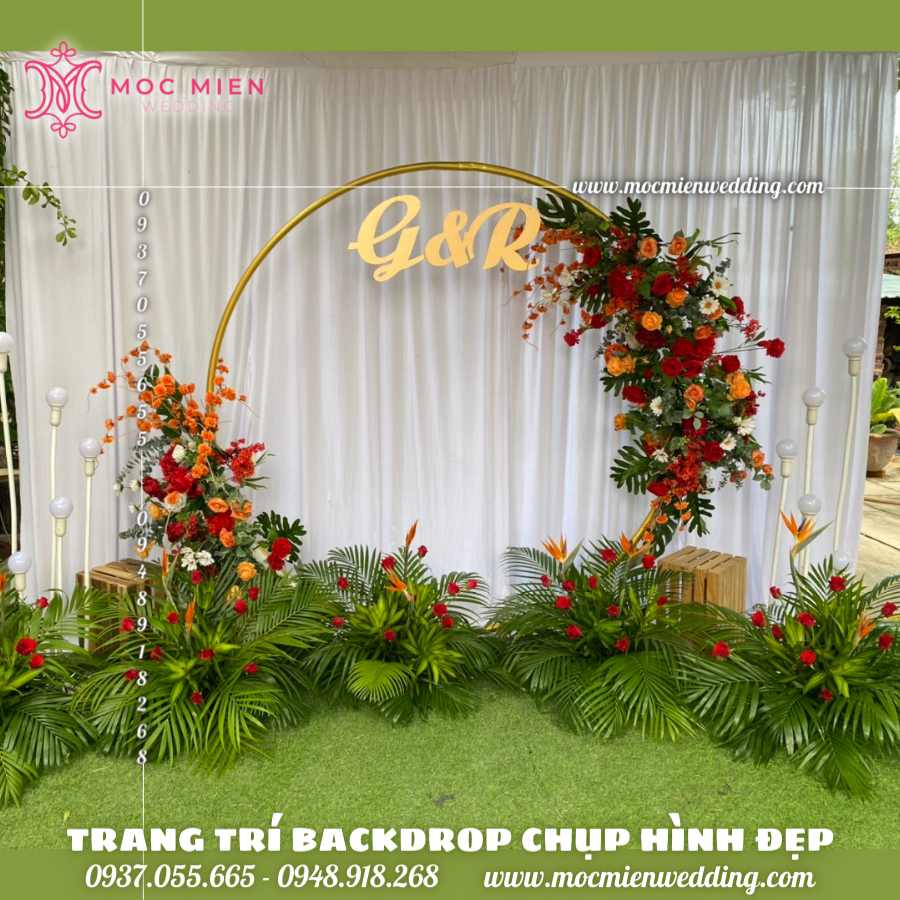 Bán backdrop chụp ảnh cưới bằng hoa lụa giá rẻ tại TPHCM