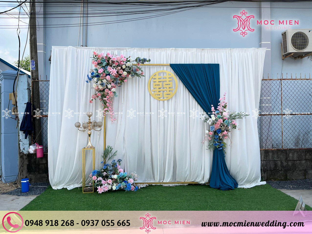 Cho thuê Backdrop chụp hình cưới hoa lụa tại Củ Chi 