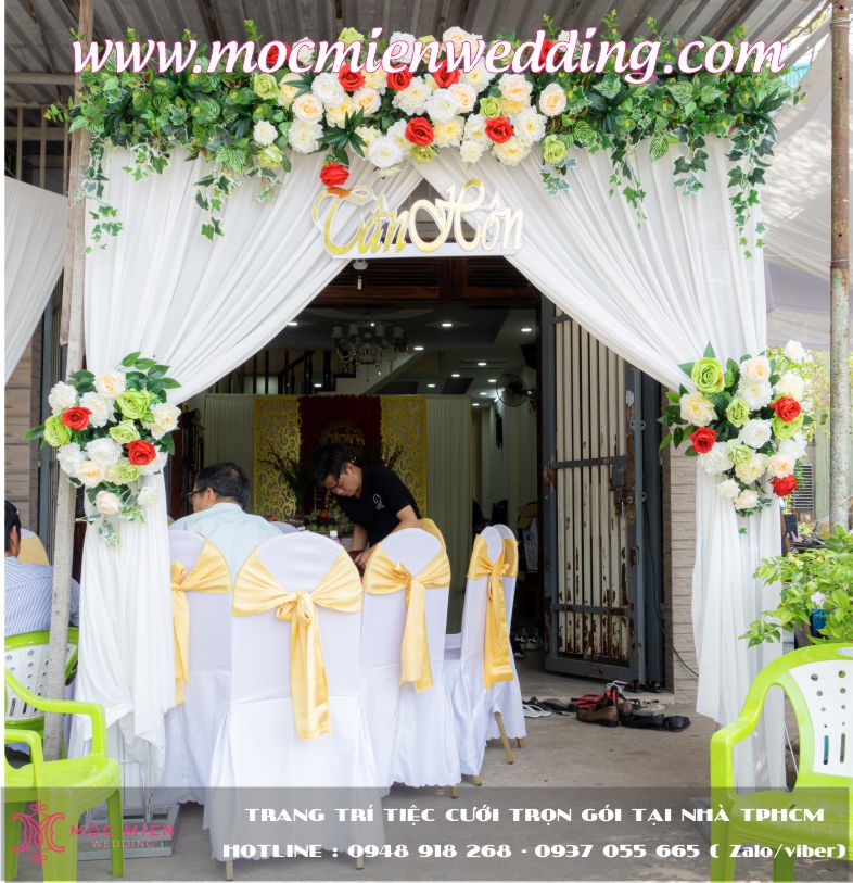 Cho thuê cổng hoa cưới vải giá rẻ tại TPHCM