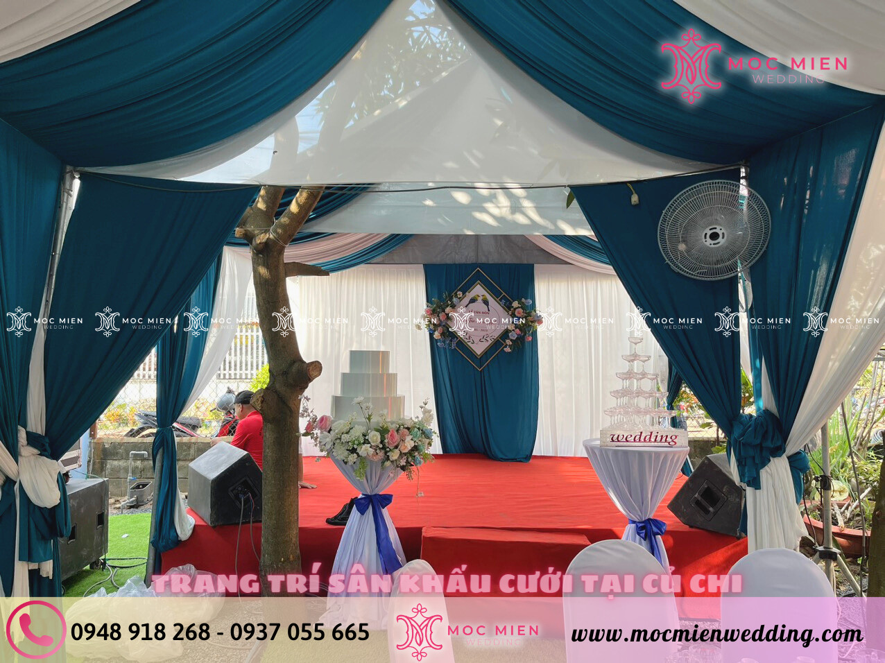 Cho thuê sân khấu trang trí backdrop sân khấu cho tiệc cưới tại Củ Chi 