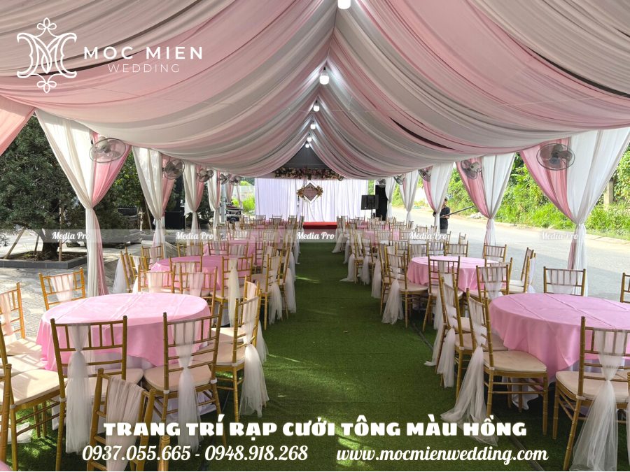 Cho thuê rạp cưới cao cấp tông màu hồng tại Quận 9