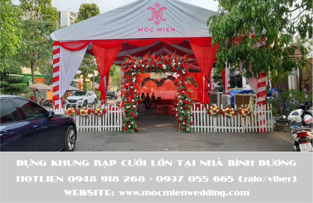 Dựng khung rạp cưới lớn tại nhà Bình Dương