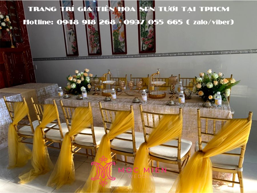 Trang trí bàn họ ngồi đám cưới tại nhà ở Bình Chánh