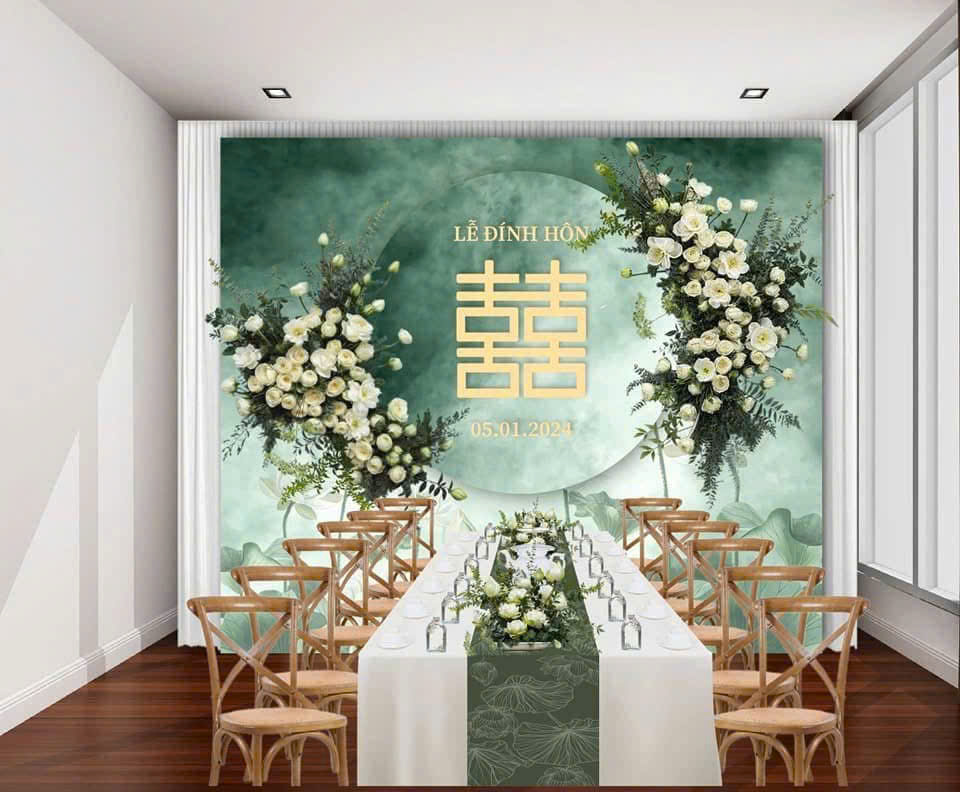 Gia tiên hoa tươi tone trắng - xanh kết hợp