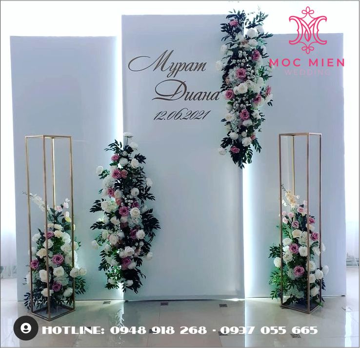 Trang trí sảnh chụp hình đám cưới bằng hoa lụa cao cấp tại TPHCM