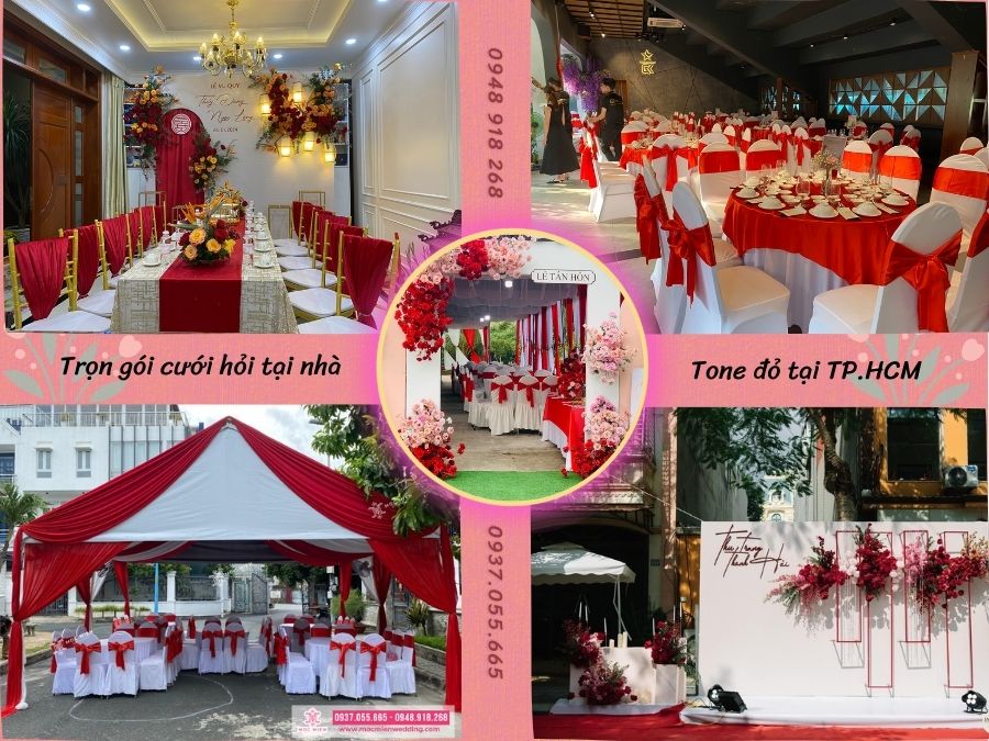 Trọn gói tone đỏ được lựa chọn nhiều nhất cho concept tiệc tại nhà