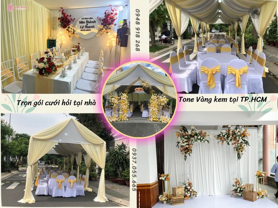 Concept đám cưới theo tone vàng kem